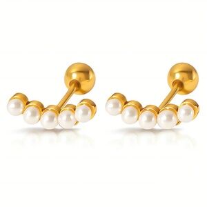 B10. Small Pearl Bar Earrings